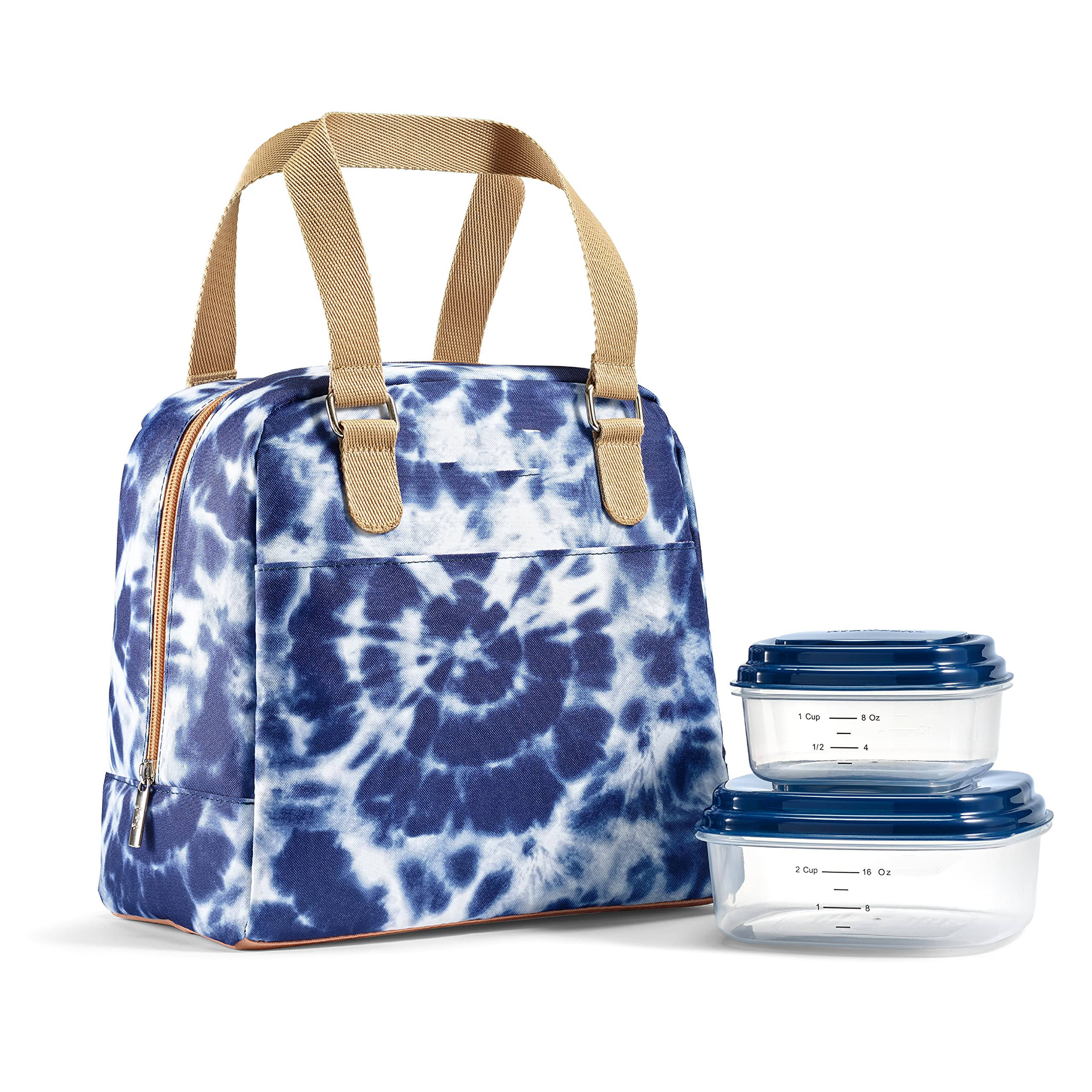 Logo en gros sac à lunch isotherme isotherme pour femmes avec deux récipients alimentaires, boîte à lunch réutilisable pour la plage de travail