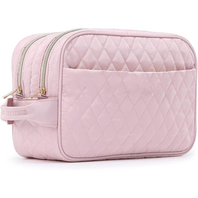 Rose personnalisé Logo personnel maquillage organisateur étanche fermeture éclair organisateur cosmétique trousse de maquillage de toilette avec poignée pour les femmes