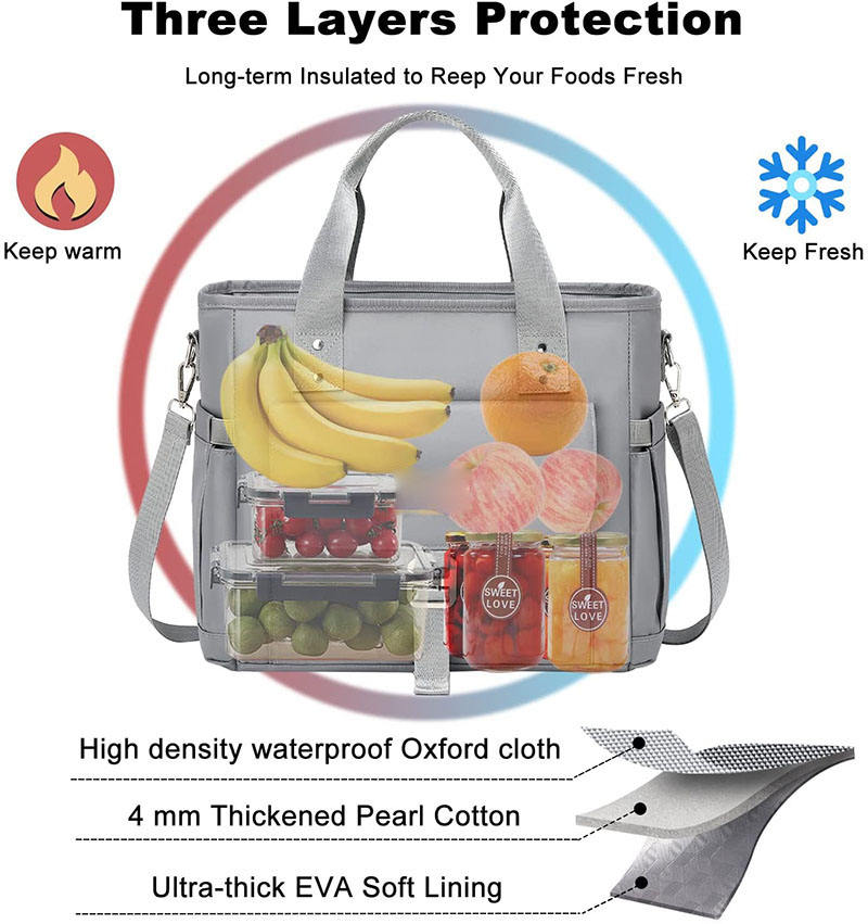 Nouveau imperméable toile refroidisseur sac à déjeuner sac à main pique-nique sac femmes pratique boîte à déjeuner fourre-tout école nourriture stockage sacs