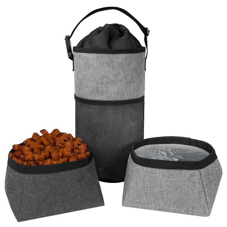 Nouveau pliable pliable personnalisé sacs d'alimentation pour chien conteneur de nourriture bol d'eau pour animaux de compagnie sac de voyage pour chien
