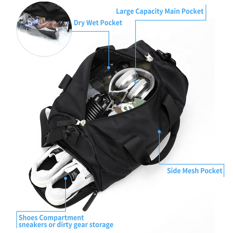 sac polochon pour hommes durable résistant à l'eau multi-fonctionnel voyage sports sacs de sport à bandoulière en plein air sac polochon en nylon