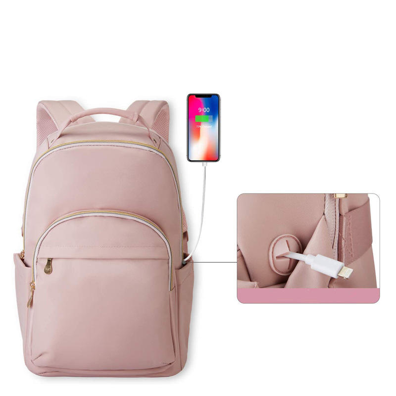 sacs à dos pour ordinateur portable couleur personnalisée sacs à dos pour femmes en gros sac à dos rose oxford