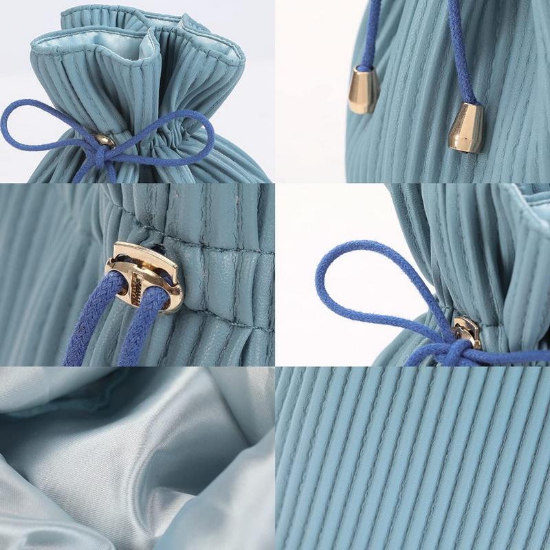 Sac de maquillage en cuir PU bleu de voyage couleur personnalisée Logo privé sacs à cosmétiques cordon de toilette organisateur de stockage pour les filles