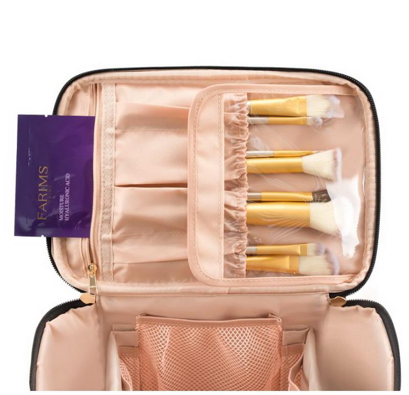 Femmes rayé portable camping toilette sac de rangement maquillage pochette organisateur maquillage accessoires cosmétique maquillage sac