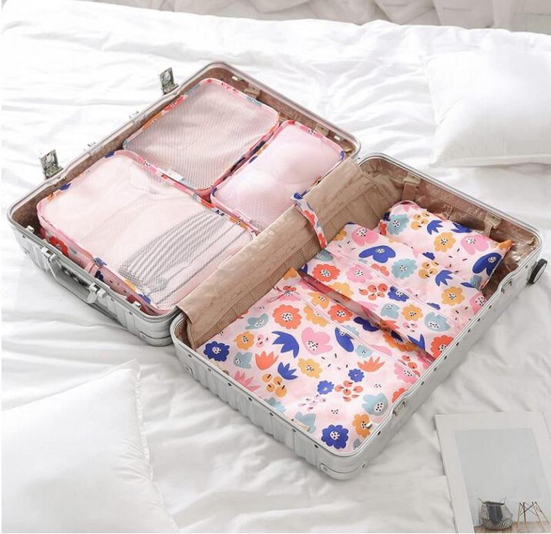 6 pièces voyage emballage Cubes Compression étanche bagages vêtement vêtements emballage organisateurs pour valises