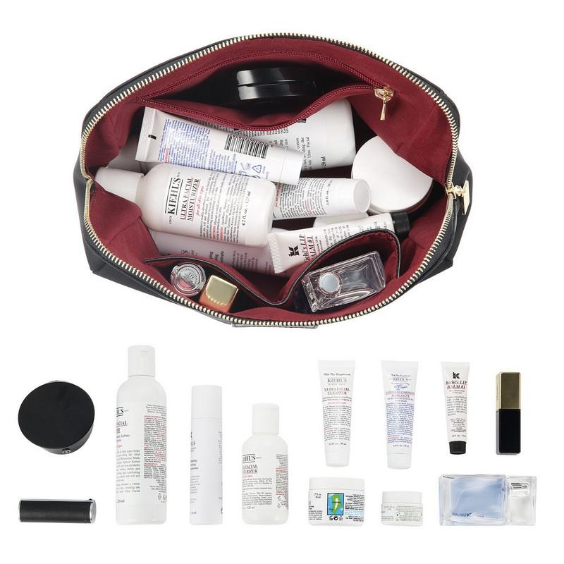 Unisexe noir Nylon sacs à cosmétiques voyage personnalisé maquillage sac soins de la peau organisateur de toilette maquillage fermeture éclair pochette de rangement