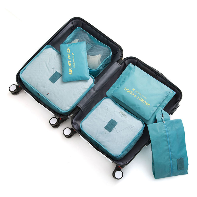 Emballage personnalisé ensemble de cubes d'organisateur de voyage 7 pièces ensemble de cubes de voyage organisateur de valise pliable sac de rangement de bagages léger