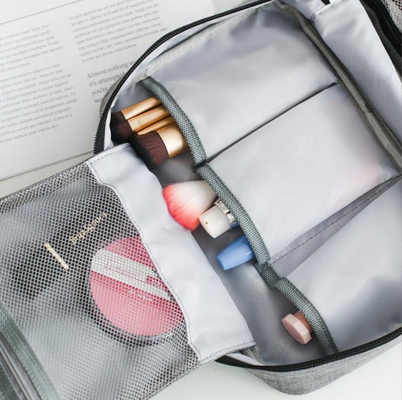 Pochette cosmétique portable bon marché RPET promotionnelle sacs de maquillage à glissière trousse de maquillage de toilette personnalisée à usage multiple