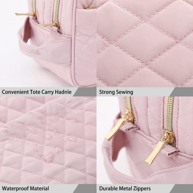 Rose personnalisé Logo personnel maquillage organisateur étanche fermeture éclair organisateur cosmétique trousse de maquillage de toilette avec poignée pour les femmes