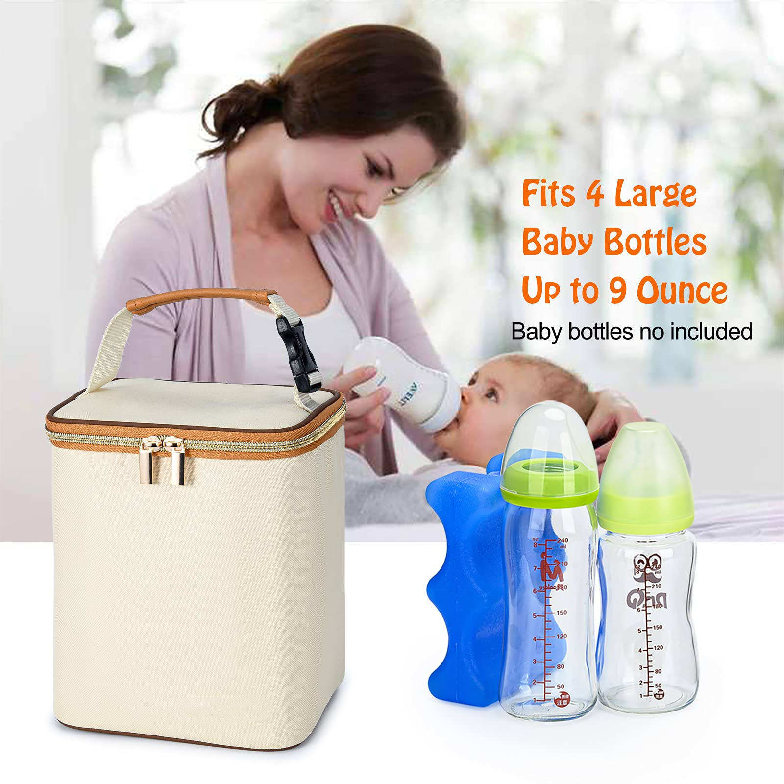Logo personnalisé sac isotherme pour lait maternel 4 biberons sac fourre-tout isotherme pour lait maternel sac isotherme pour maman infirmière garderie
